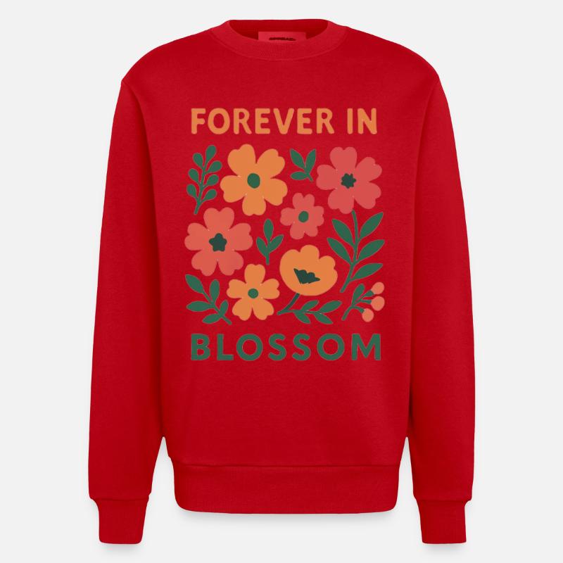 Immer in Blüte - blumig - Heavyweight Oversized Organic Crew Neck Made in EU - Rot