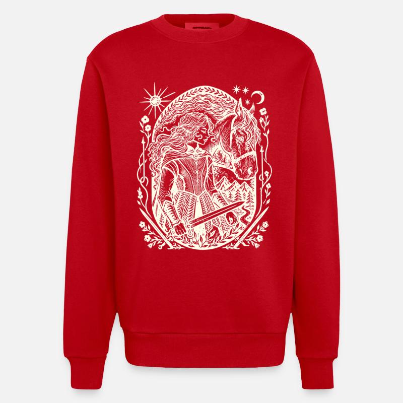 Moonlight Forest Magic Circle - Heavyweight Oversized Organic Crew Neck Made in EU - red