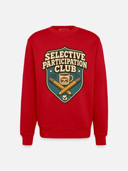 Selective Participation Club Sloth - Heavyweight Oversized Organic Crew Neck Made in EU - red