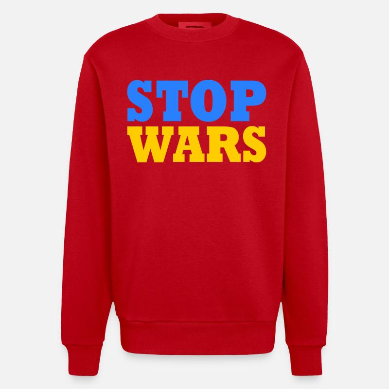 Stop war - Sweat bio épais oversize fabriqué en UE - rouge