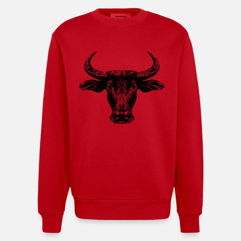 Buffle d’eau / Bubalus arnee - Sweat bio épais oversize fabriqué en UE - rouge
