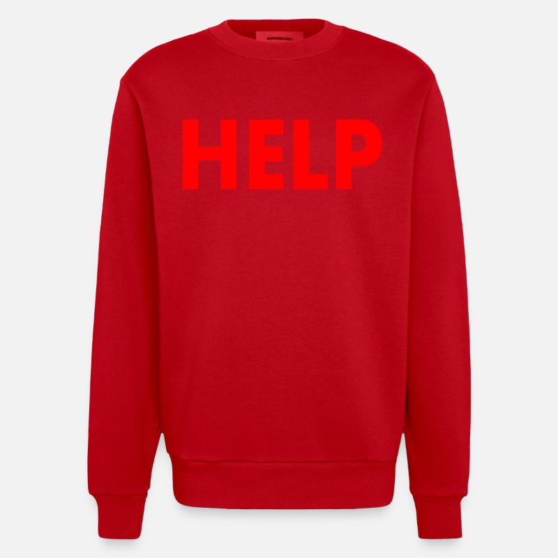 Help - Heavyweight Oversized Organic Crew Neck Made in EU - red