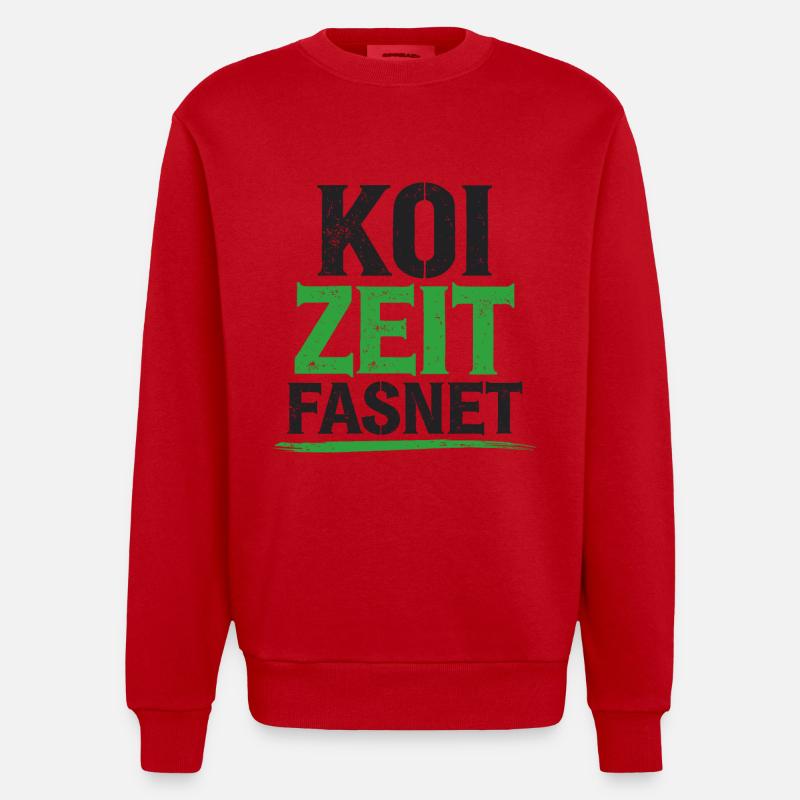 Koi Zeit Fasnet - Carnaval Carnaval - Sweat bio épais oversize fabriqué en UE - rouge