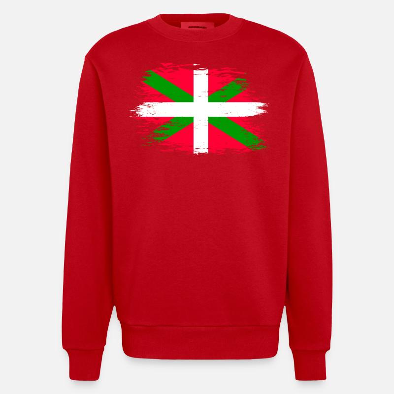 Drapeau basque utilisé - Sweat bio épais oversize fabriqué en UE - rouge