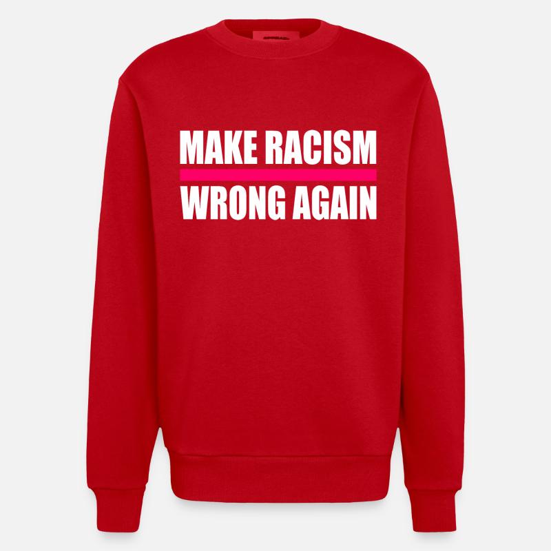 make racism wrong again - Sweat bio épais oversize fabriqué en UE - rouge