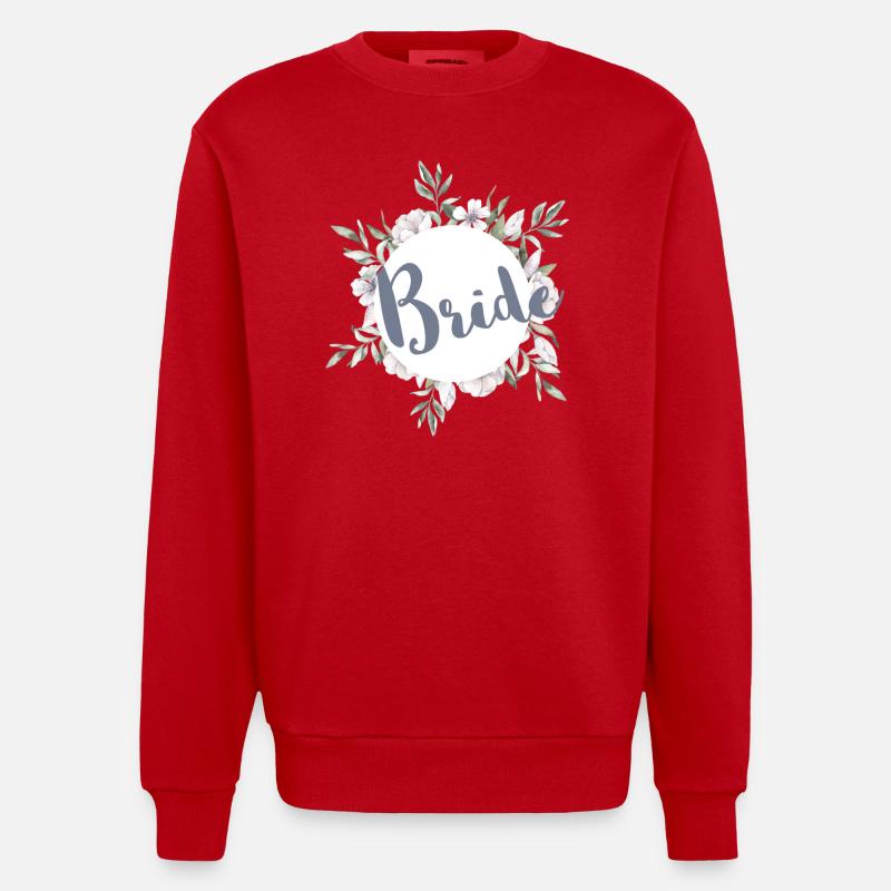 Bride Greenery & Blüten Braut - Heavyweight Oversized Organic Crew Neck Made in EU - Rot