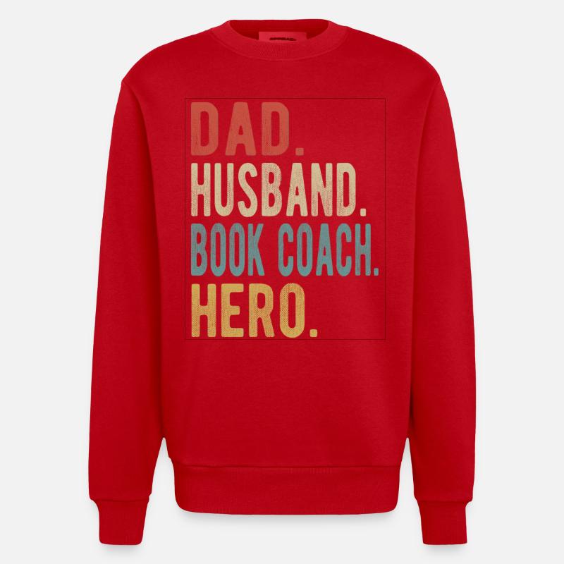 Buchen Coach Papa Ehemann Held - Heavyweight Oversized Organic Crew Neck Made in EU - Rot