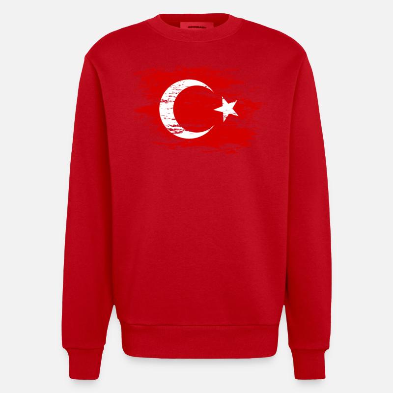 Drapeau de la Turquie utilisé - Sweat bio épais oversize fabriqué en UE - rouge