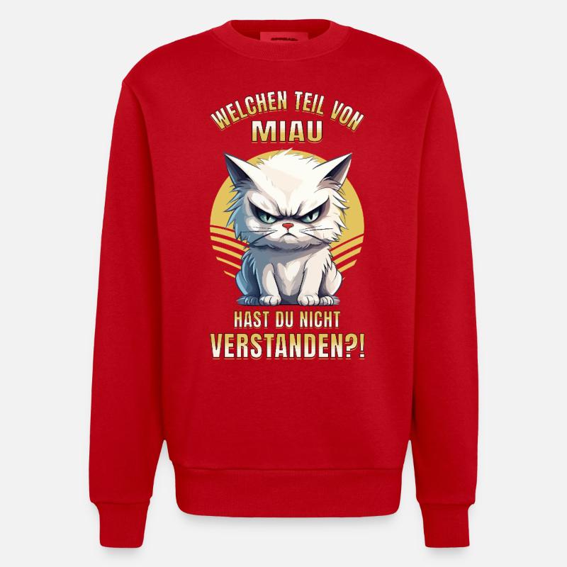 Chat, , , , Miaou, Drôle - Sweat bio épais oversize fabriqué en UE - rouge