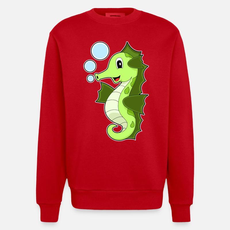 Seepferdchen - Heavyweight Oversized Organic Crew Neck Made in EU - Rot