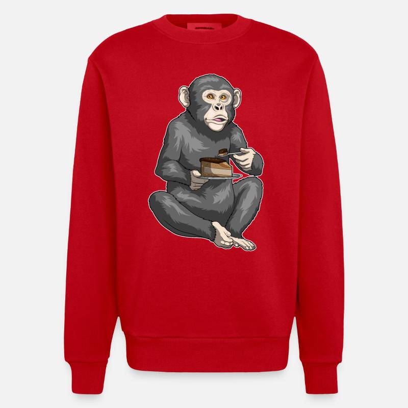 Gâteau d’anniversaire singe - Sweat bio épais oversize fabriqué en UE - rouge