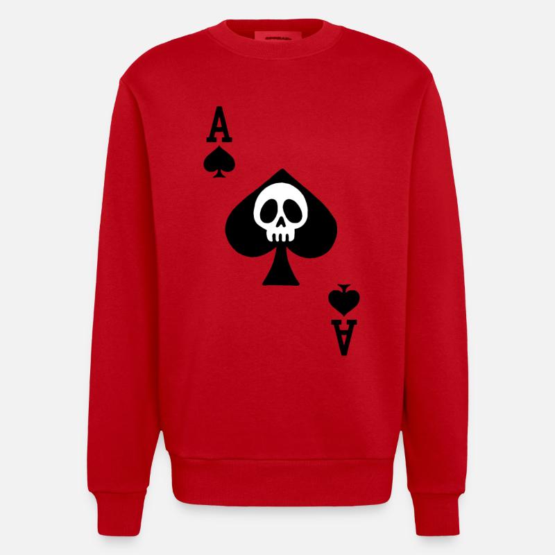 Schädel und Pik-Ass - Heavyweight Oversized Organic Crew Neck Made in EU - Rot