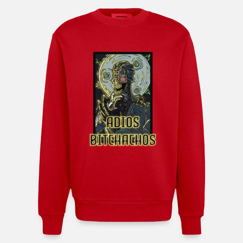 Adiós Bitehacos Roboter - Heavyweight Oversized Organic Crew Neck Made in EU - Rot