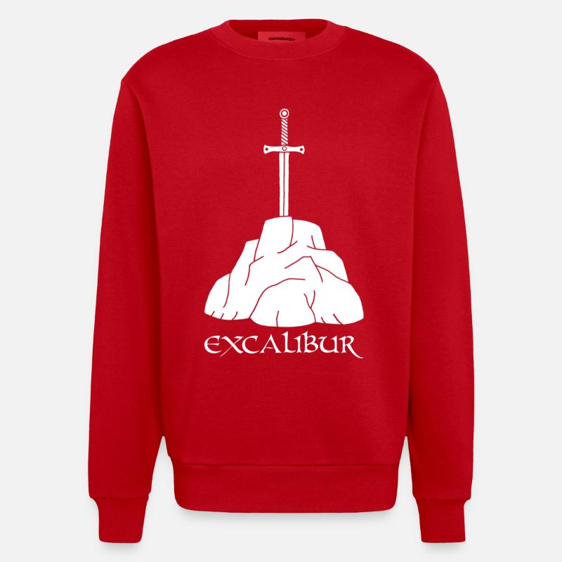 L'épée Excalibur (blanc) - Sweat bio épais oversize fabriqué en UE - rouge
