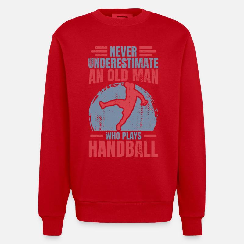 Håndbold bedstefar - Heavyweight oversized organic trøje med crewneck made in EU - rød