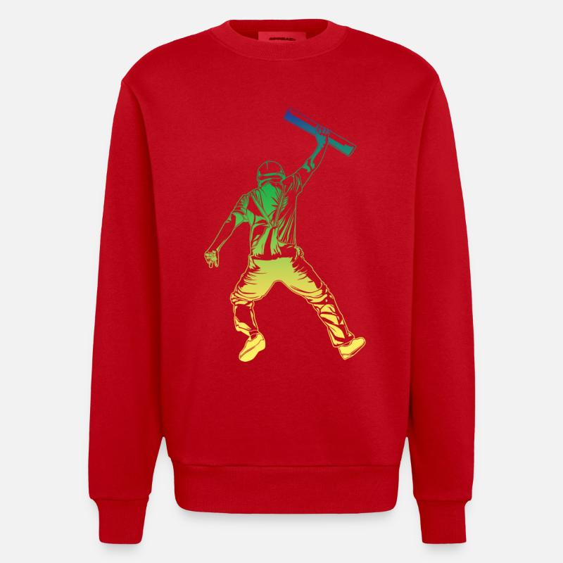 Style rétro d’architecte - Sweat bio épais oversize fabriqué en UE - rouge