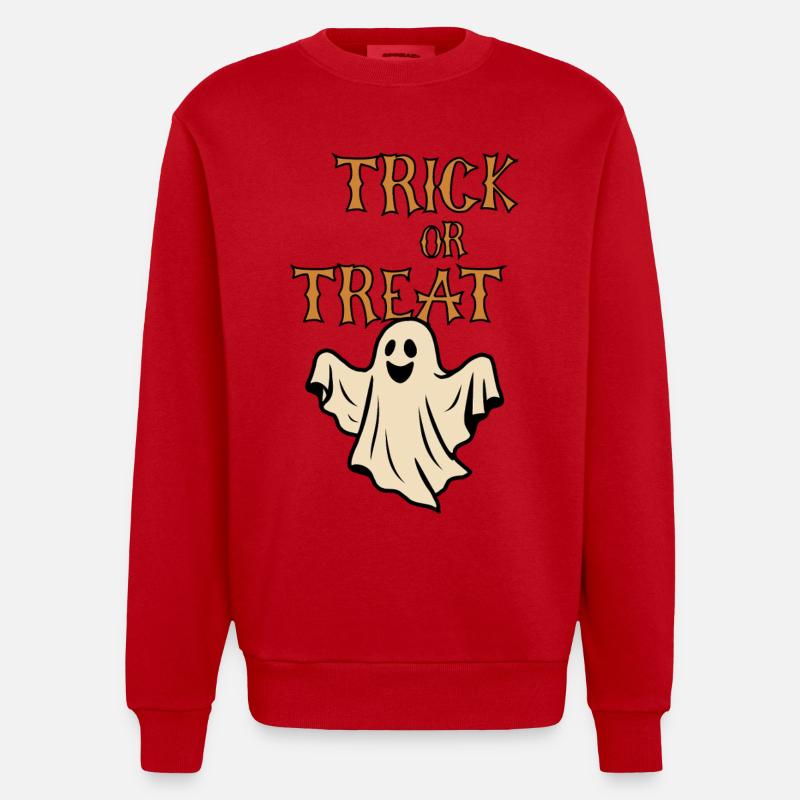Trick oder Treat Geister Halloween Retro - Heavyweight Oversized Organic Crew Neck Made in EU - Rot