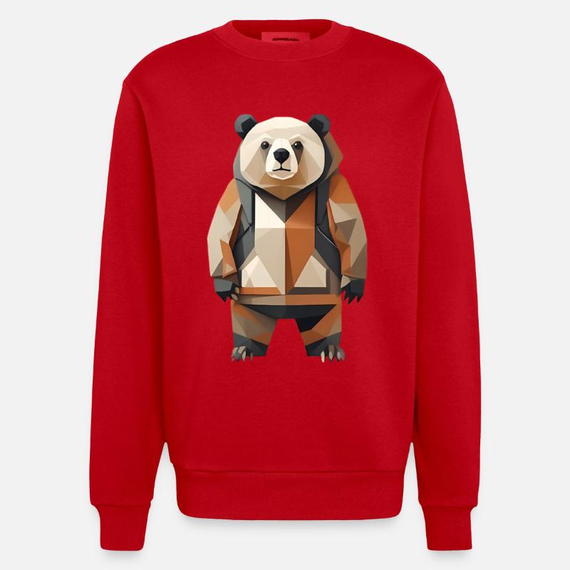 Polypanda Panda Low-Poly - Sweat bio épais oversize fabriqué en UE - rouge