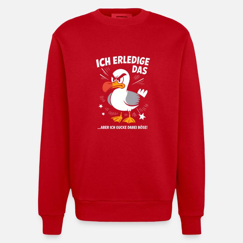 Möwe Seevogel Nen scheiss muss ich - Heavyweight Oversized Organic Crew Neck Made in EU - Rot