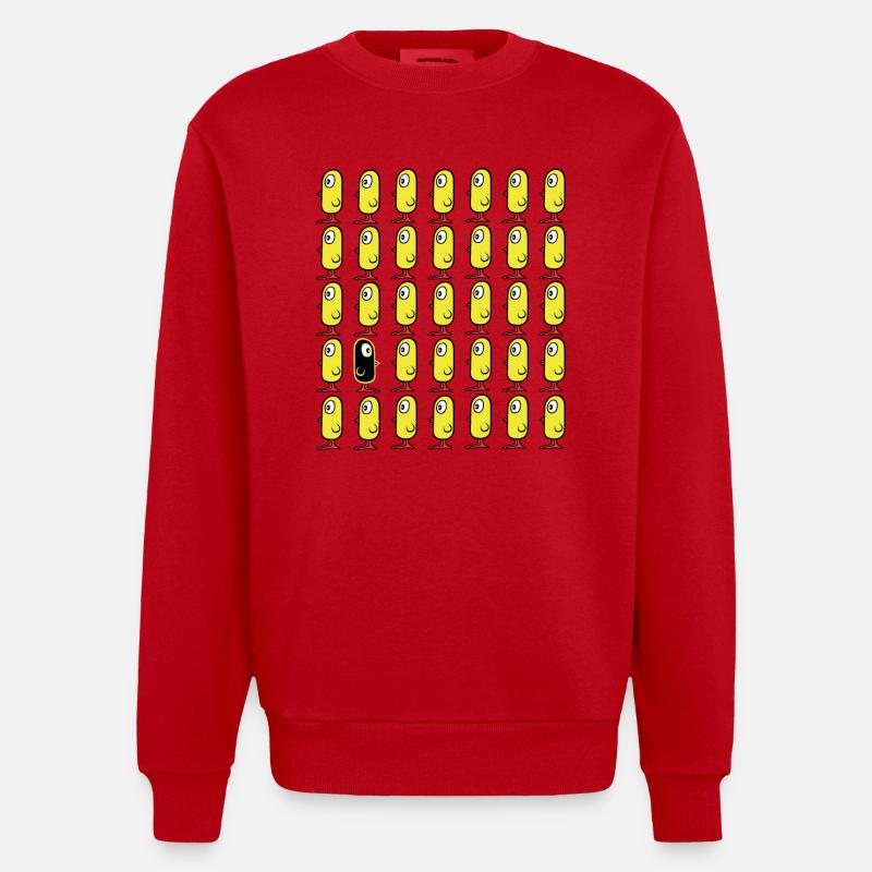 Think different! Vögel Küken - Heavyweight Oversized Organic Crew Neck Made in EU - Rot
