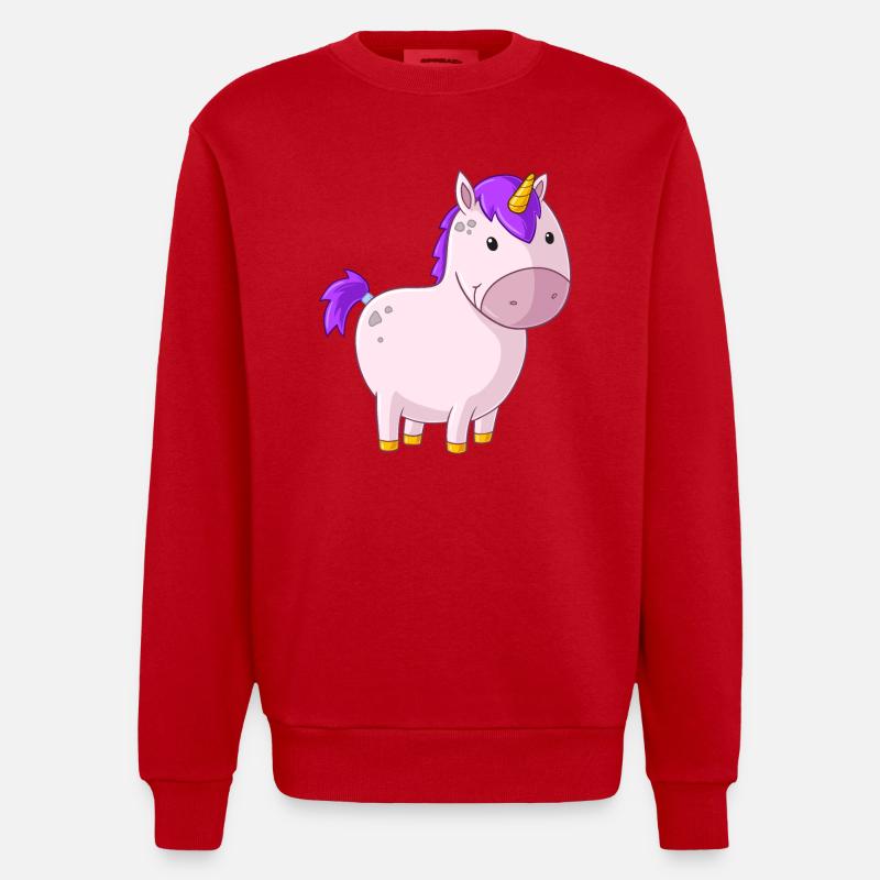 Dickes Comic Einhorn - Heavyweight Oversized Organic Crew Neck Made in EU - Rot