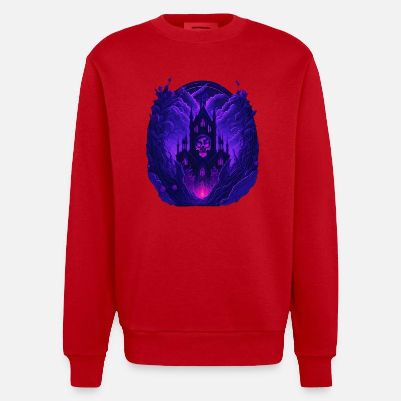 neon gothic architecture gothic castle - Heavyweight Oversized Organic Crew Neck Made in EU - red