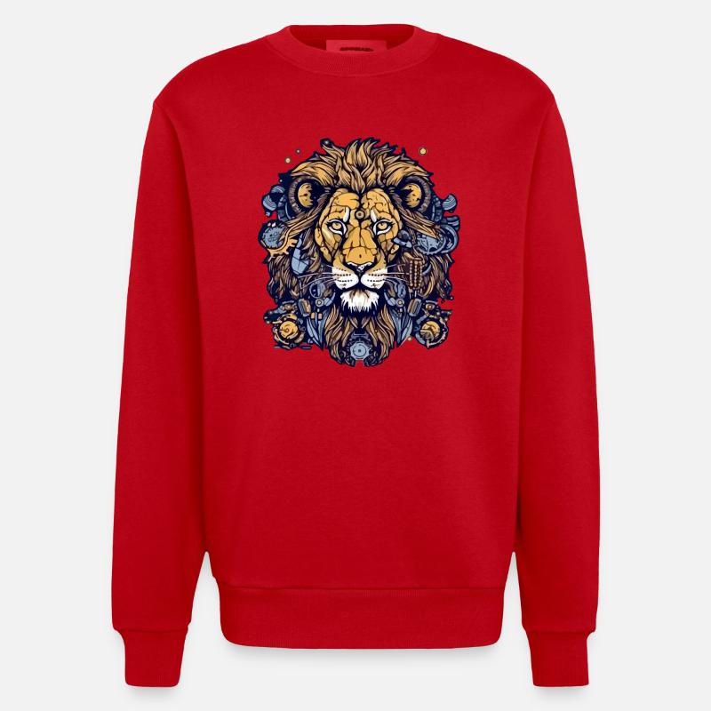 Kitu der Löwe - Heavyweight Oversized Organic Crew Neck Made in EU - Rot