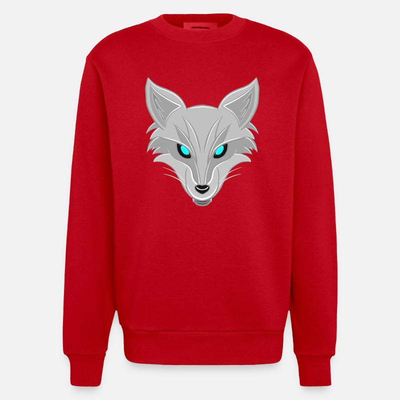 Silberfuchs - Elegantes Tierliebhaber Design - Heavyweight Oversized Organic Crew Neck Made in EU - Rot
