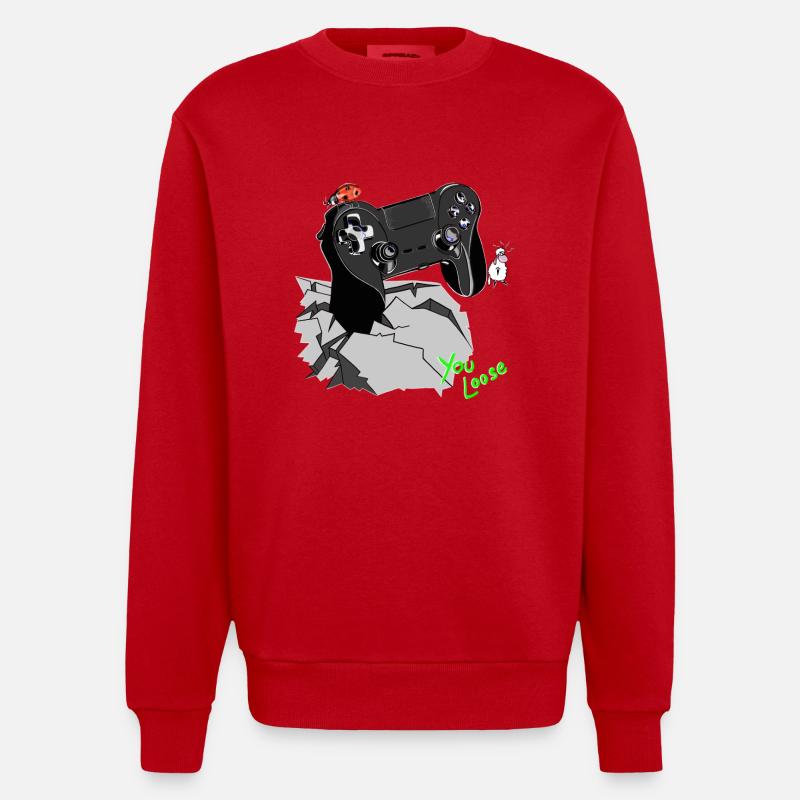 Controller Gamepad Wolly Sheepling - Heavyweight Oversized Organic Crew Neck Made in EU - Rot