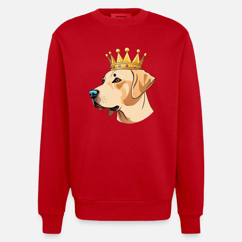 "Gekrönte Häupter" - Labrador - Heavyweight Oversized Organic Crew Neck Made in EU - Rot