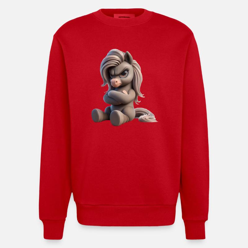 Poney grim 1 - Sweat bio épais oversize fabriqué en UE - rouge