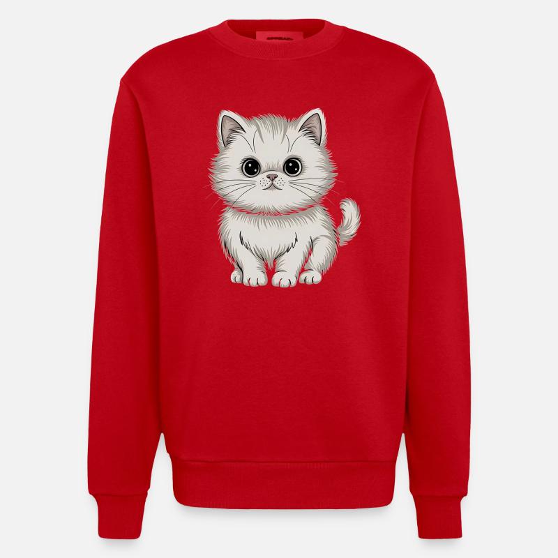 Chat persan - Sweat bio épais oversize fabriqué en UE - rouge