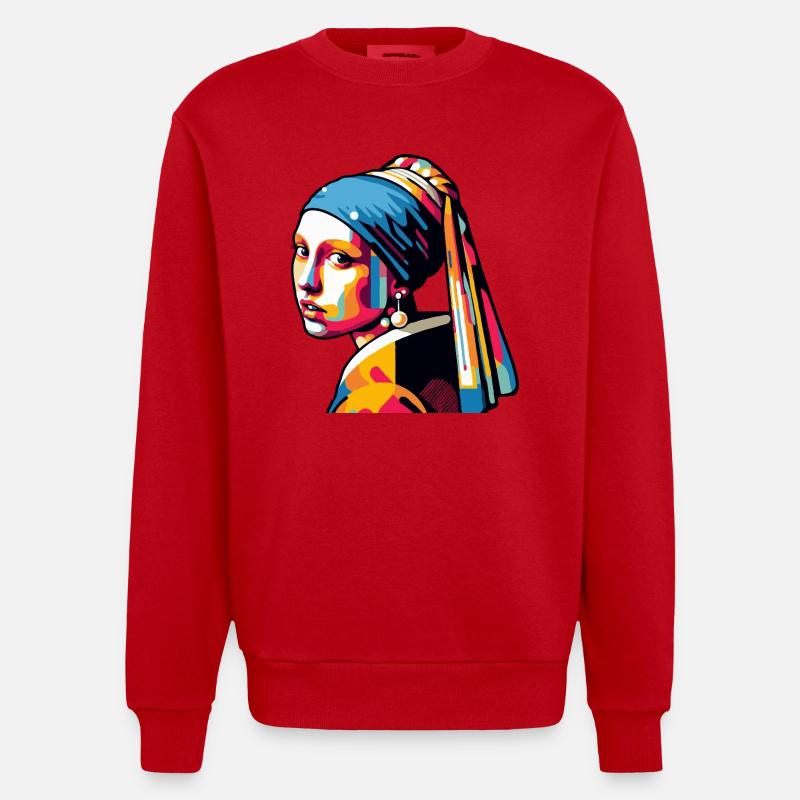 Mädchen mit Perlenohrring modern - Heavyweight Oversized Organic Crew Neck Made in EU - Rot