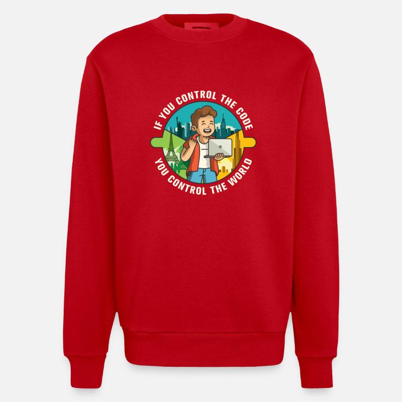 Wenn du den Code kontrollierst, kontrollierst du die Welt - Heavyweight Oversized Organic Crew Neck Made in EU - Rot