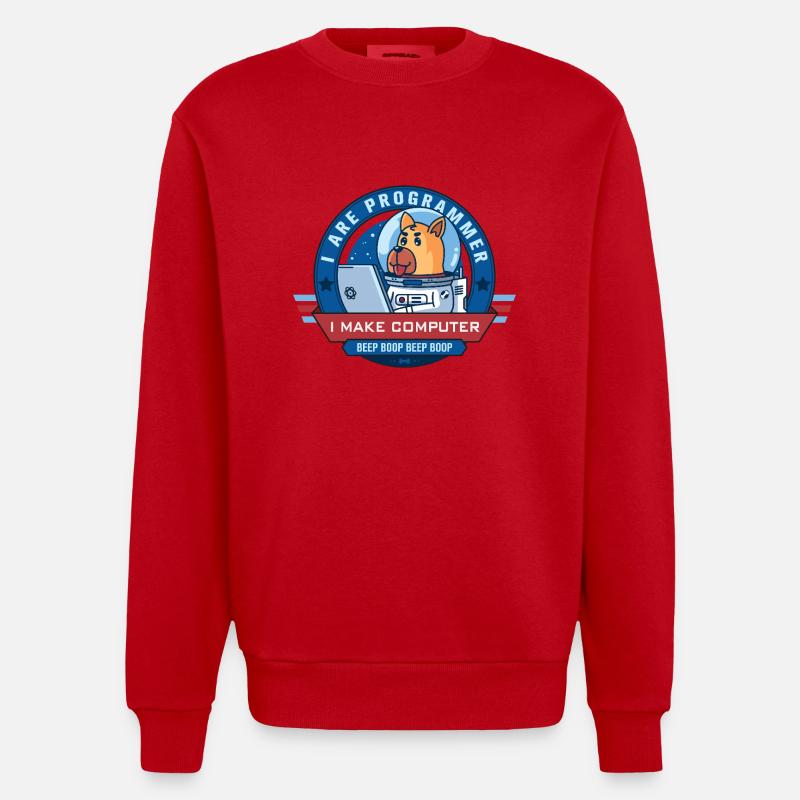 Ich bin Programmierer - Heavyweight Oversized Organic Crew Neck Made in EU - Rot