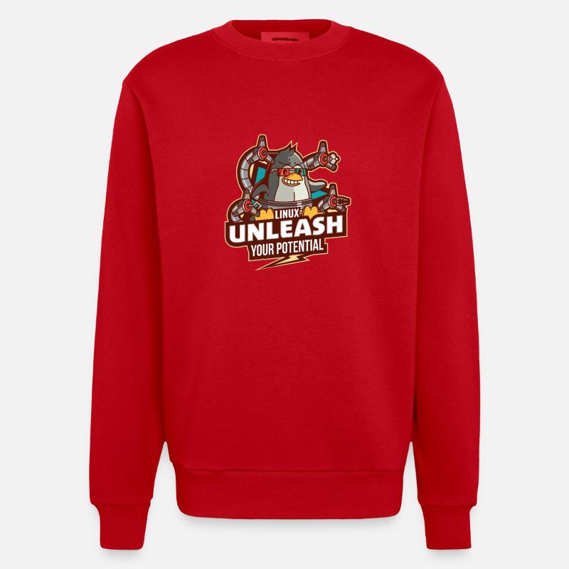 Linux entfesseln Sie Ihr Potenzial - Heavyweight Oversized Organic Crew Neck Made in EU - Rot
