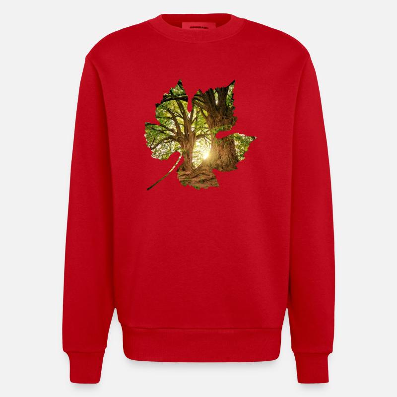 wald 24 im blatt - Sweat bio épais oversize fabriqué en UE - rouge