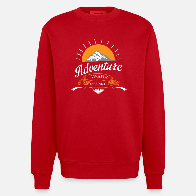 L'aventure vous attend - Sweat bio épais oversize fabriqué en UE - rouge