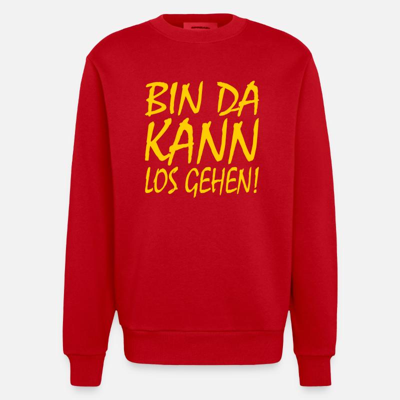 Bin da kann losgehen - Heavyweight Oversized Organic Crew Neck Made in EU - Rot