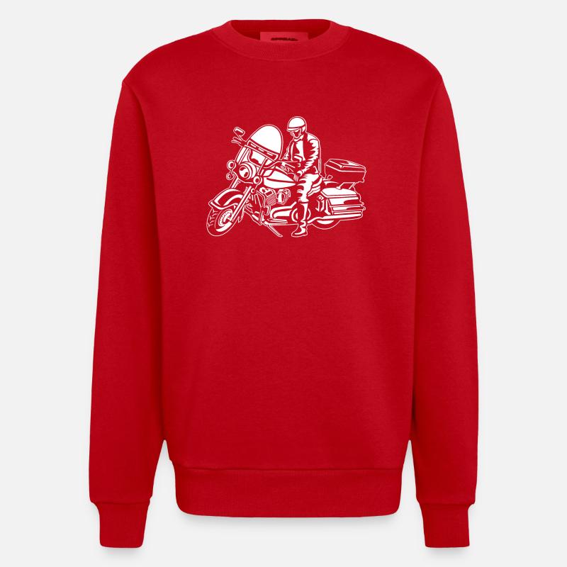Chopper / Moto 05_wei ß - Sweat bio épais oversize fabriqué en UE - rouge