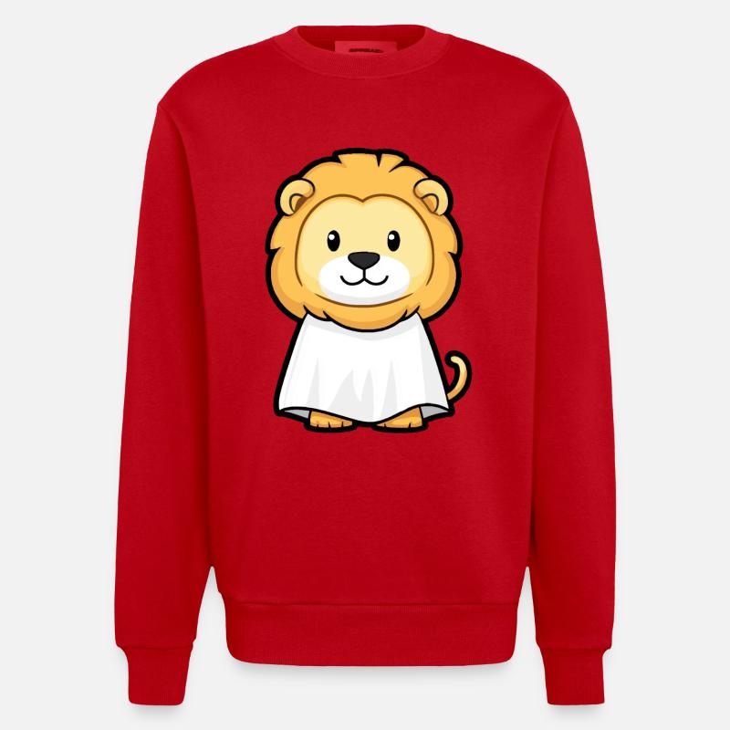 Löwe Halloween Comic Geist - Heavyweight Oversized Organic Crew Neck Made in EU - Rot