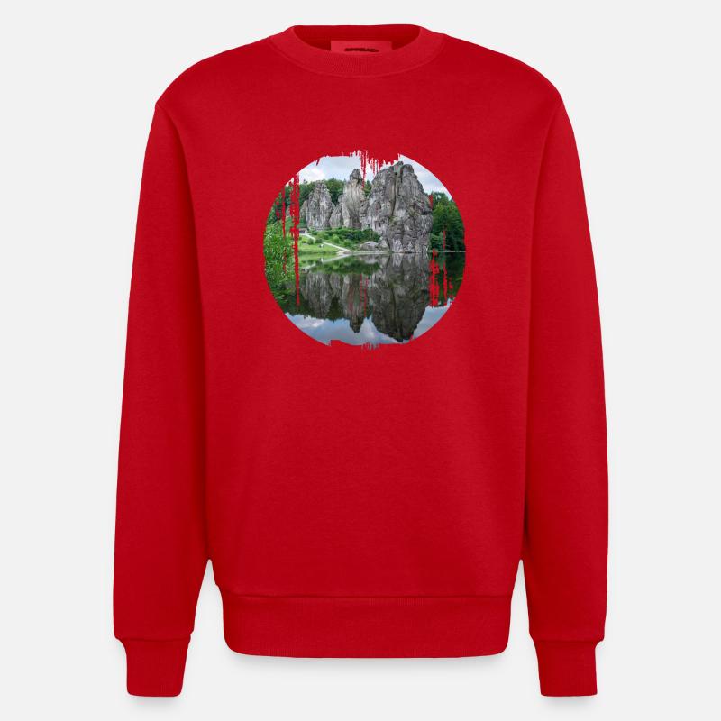 externsteine - Heavyweight Oversized Organic Crew Neck Made in EU - Rot