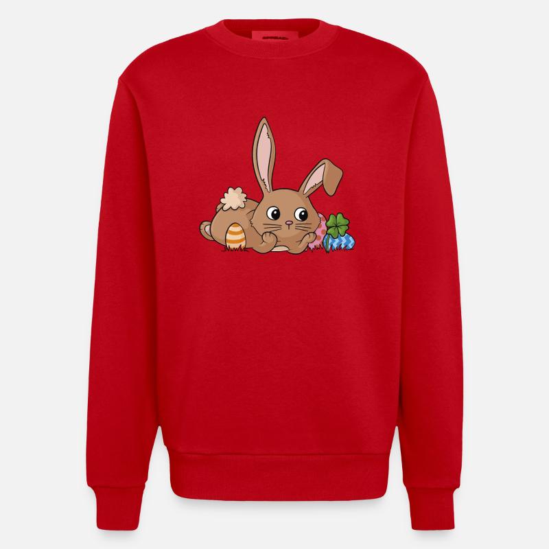 Träumender Comic Osterhase - Heavyweight Oversized Organic Crew Neck Made in EU - Rot