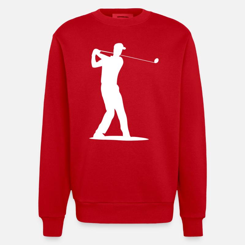 Silhouette de golfeur - Tee Golf - Sweat bio épais oversize fabriqué en UE - rouge