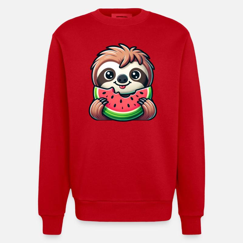 Faultier Sommerfrucht Melone - Heavyweight Oversized Organic Crew Neck Made in EU - Rot