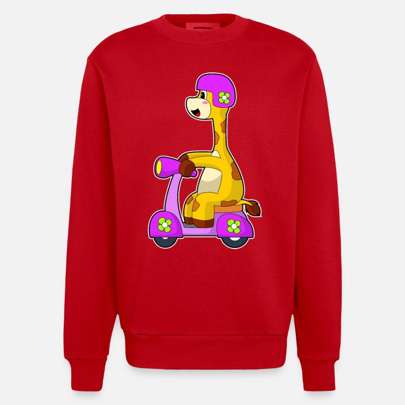 Scooter Girafe - Sweat bio épais oversize fabriqué en UE - rouge