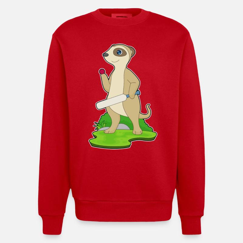Suricate Cricket Battes de cricket - Sweat bio épais oversize fabriqué en UE - rouge