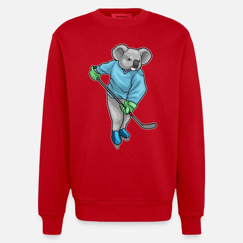 Koala Eishockey Eishockeyschläger - Heavyweight Oversized Organic Crew Neck Made in EU - Rot