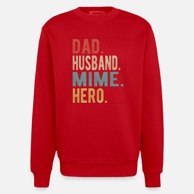 Pantomime Papa Ehemann Held - Heavyweight Oversized Organic Crew Neck Made in EU - Rot