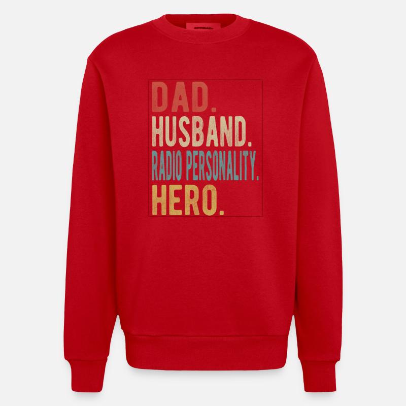 Radiomoderator Papa Ehemann Held - Heavyweight Oversized Organic Crew Neck Made in EU - Rot